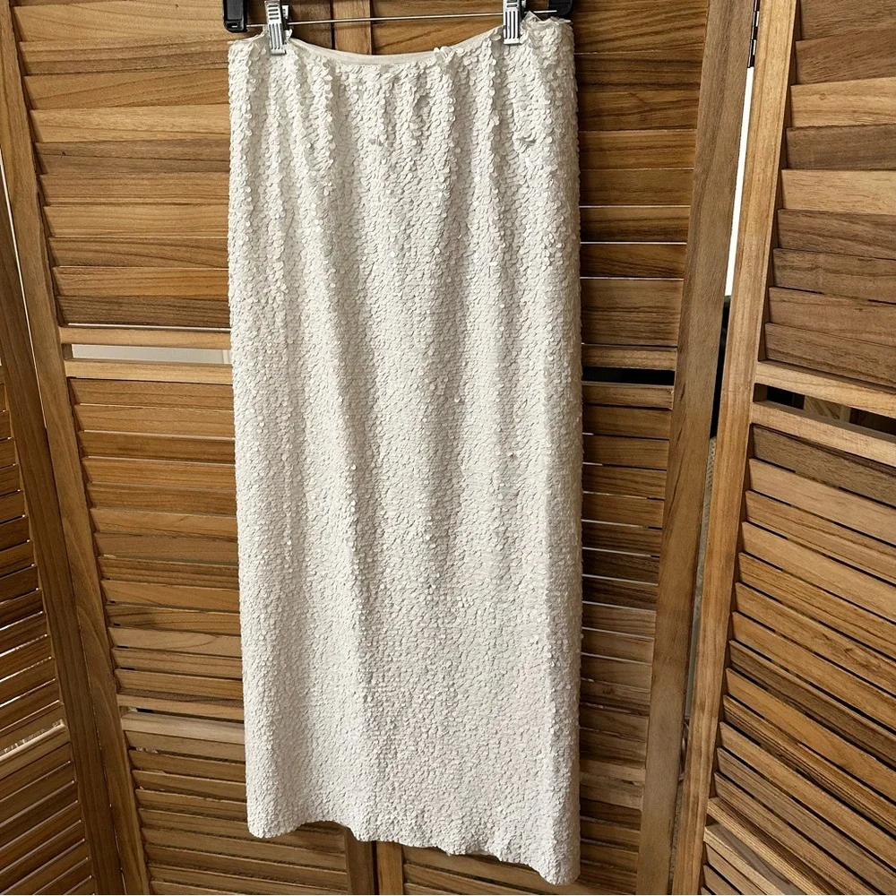 Tory Burch White Sequin Pencil Skirt size 6